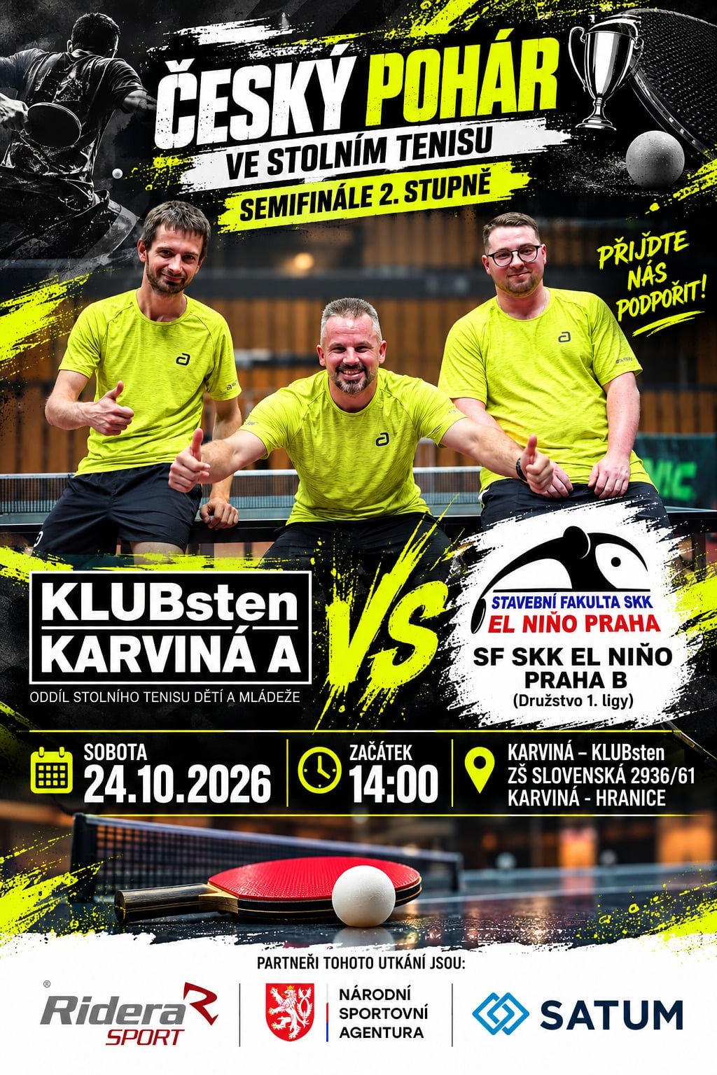 Český pohár ve stolním tenisu  - KLUBsten Karviná A vs. SF SKK EL NIŇO Praha B